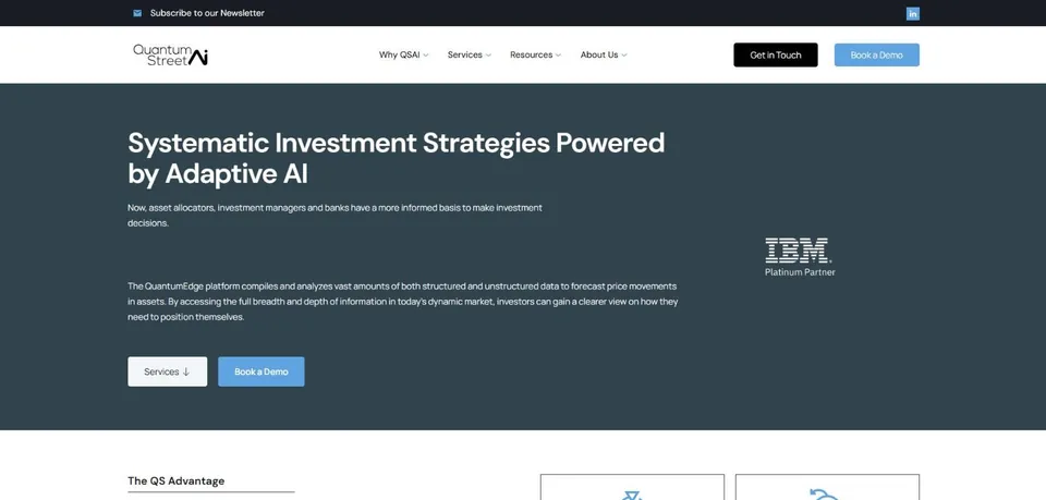 Home page of QuantumStreet AI